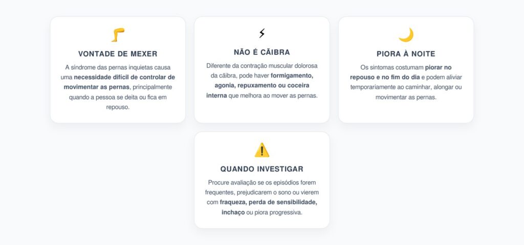 Pernas Inquietas ao Deitar: Como Diferenciar de Cãibra e Quando Investigar