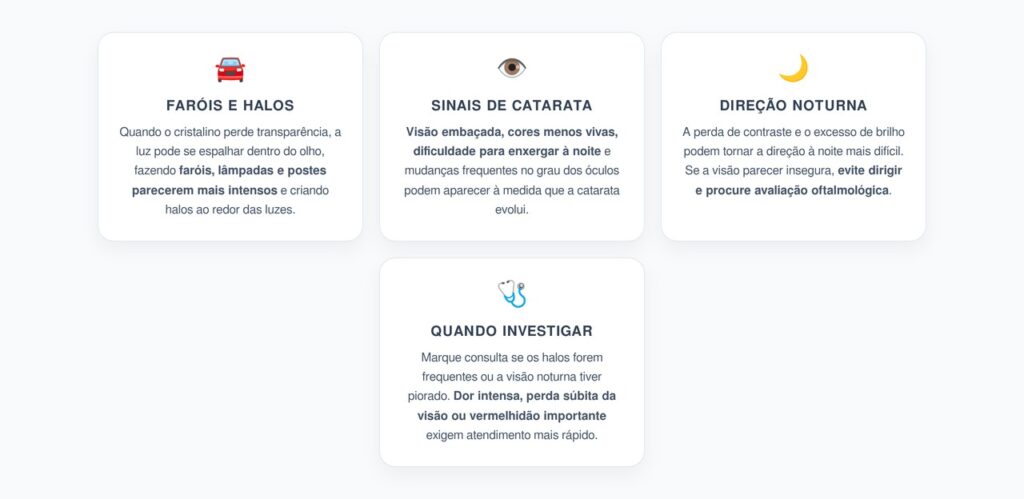 Faróis Fortes Demais à Noite: Quando a Visão Pode Indicar Catarata