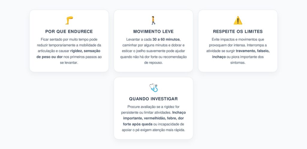 Joelho Rígido Depois de Ficar Sentado: Por Que se Mexer Pode Ajudar