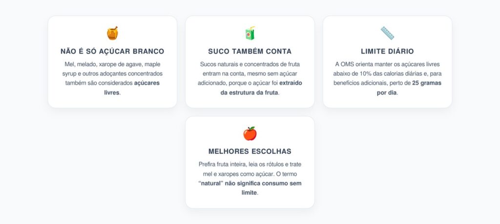 Açúcar Livre: Por Que Mel, Xaropes e Sucos Também Entram na Conta