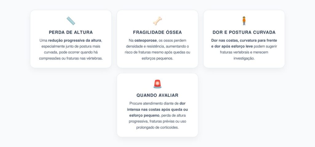 Perda de Altura e Postura Curvada: Sinais que Podem Indicar Osteoporose