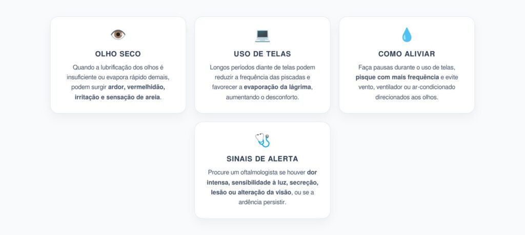 Olhos Ardendo no Fim do Dia: Sinais de Ressecamento Ocular