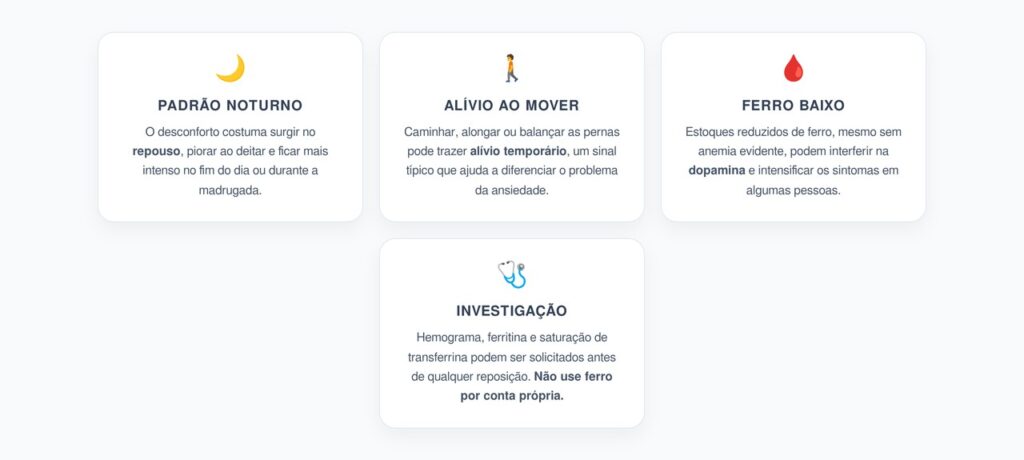 Pernas Inquietas à Noite: Sinais de Ferro Baixo e Quando Investigar