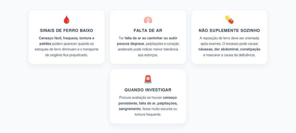 Ferro Baixo: Cansaço, Palidez, Falta de Ar e Coração Acelerado