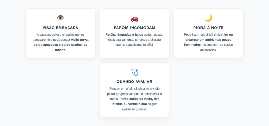 Catarata Depois dos 50: Visão Embaçada, Faróis Ofuscantes e Dificuldade à Noite