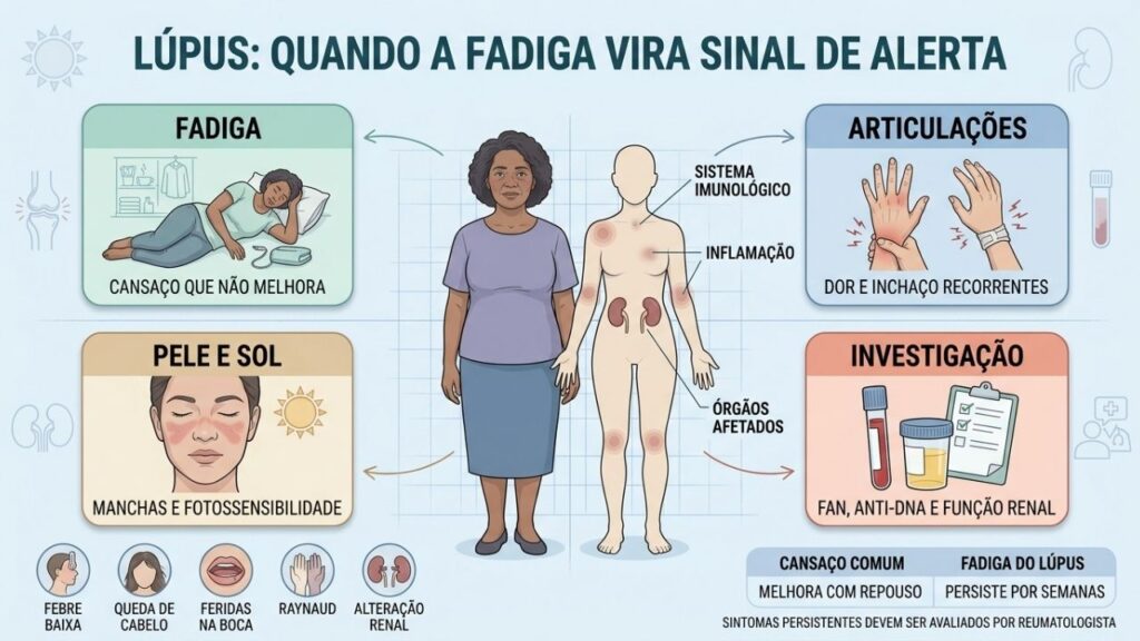 Fadiga, articulações, pele e exames ajudam a reconhecer sinais de lúpus.