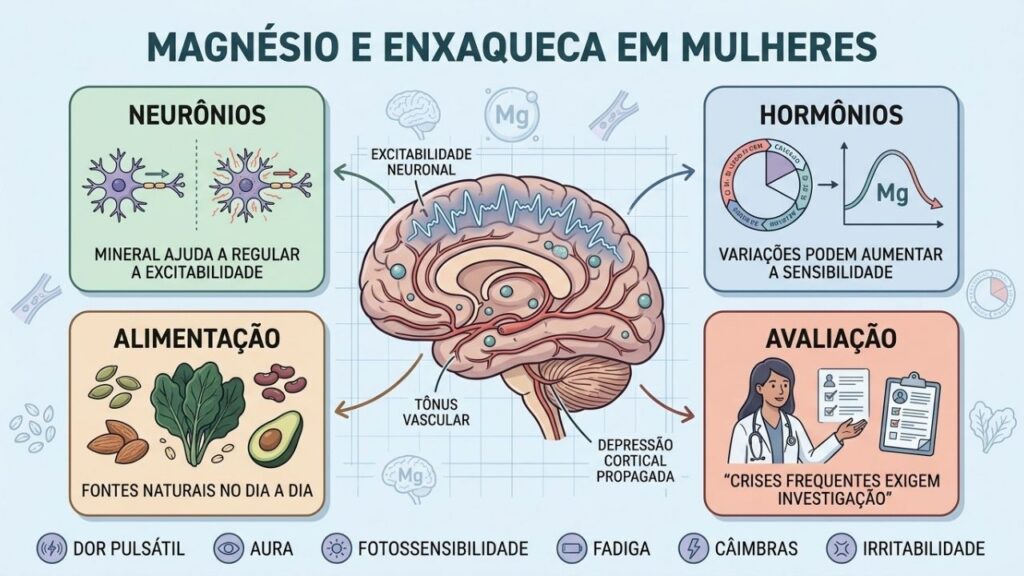 Neurônios, hormônios, alimentação e avaliação explicam a relação com o magnésio.