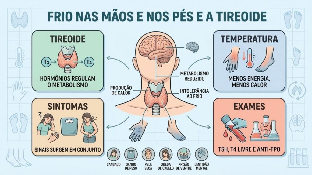 Tireoide, temperatura, sintomas e exames orientam a investigação do frio persistente.