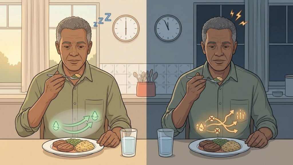 A mesma refeição pode provocar respostas metabólicas diferentes conforme o horário.