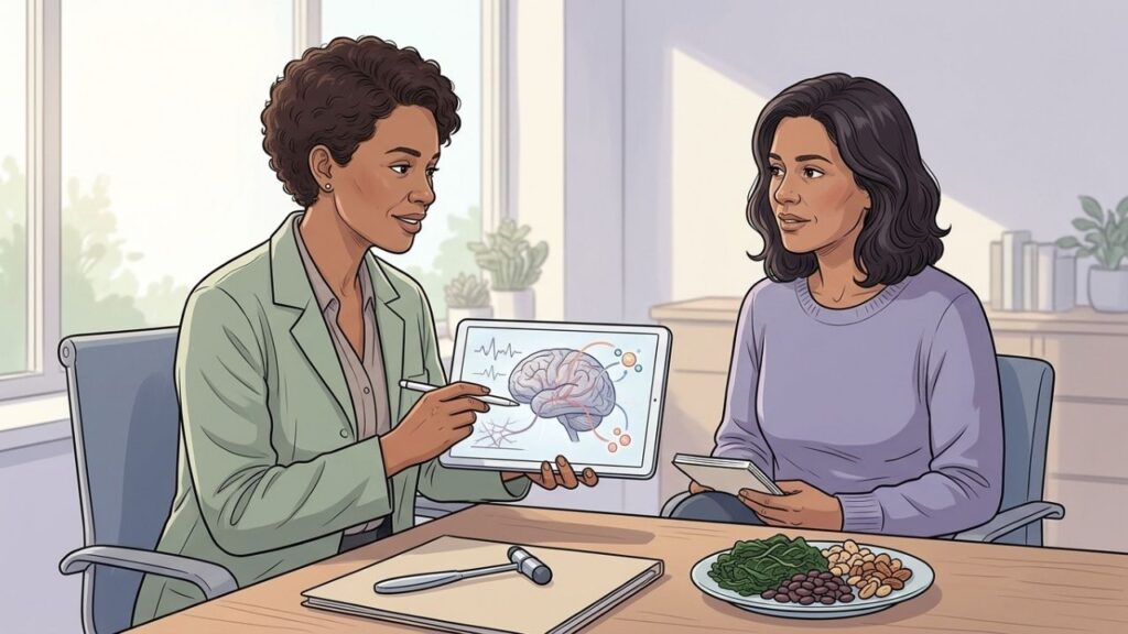 Avaliação neurológica e nutricional ajuda a investigar enxaquecas recorrentes em mulheres.