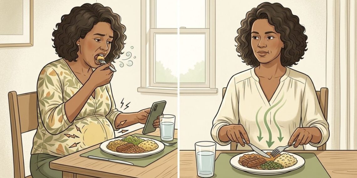 Comer muito rápido pode causar mais gases e inchaço do que os próprios alimentos consumidos, apontam estudos