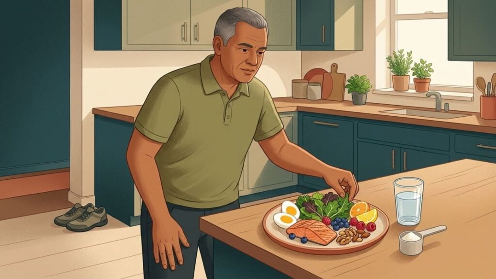 Proteínas, vitamina C e hábitos consistentes favorecem a síntese de colágeno.