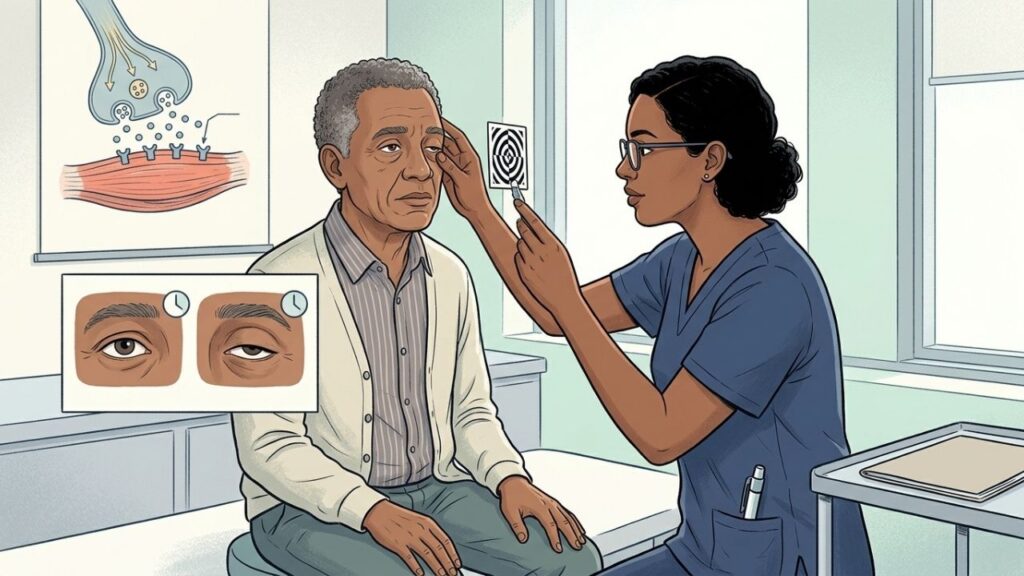 Fraqueza ocular que piora com esforço merece investigação neurológica especializada.