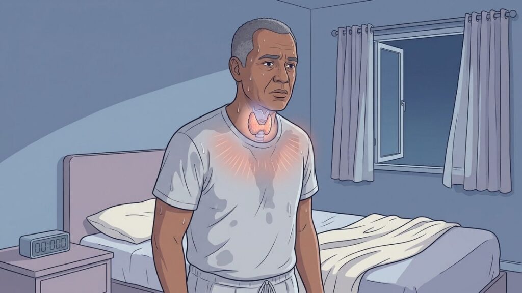 Transpiração intensa durante noites frias merece investigação clínica e hormonal.