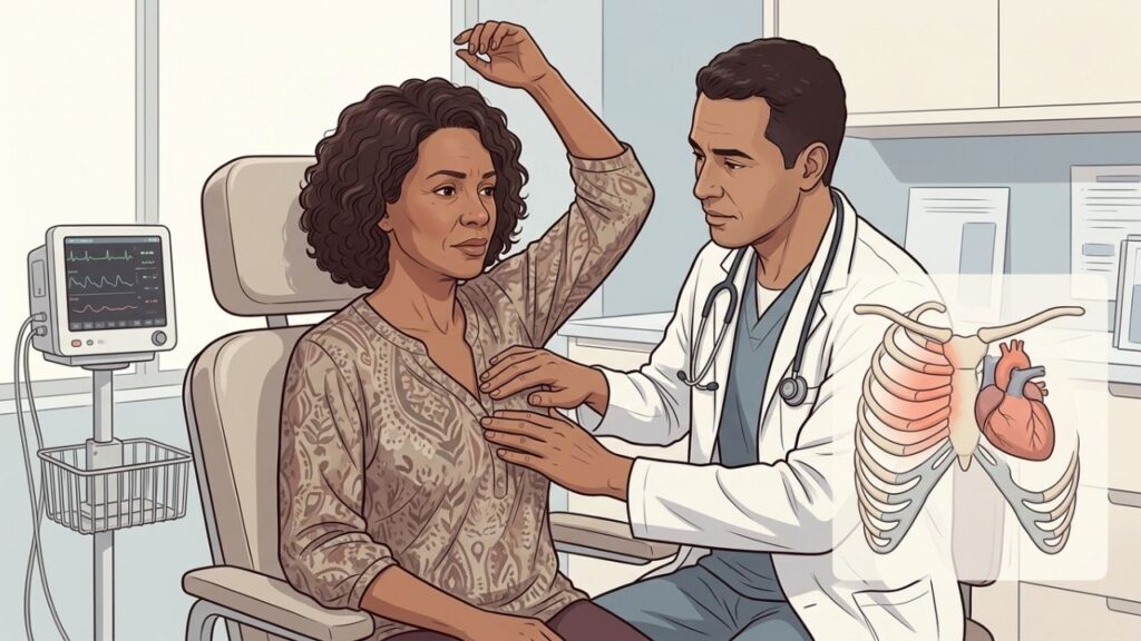 Palpação e movimento ajudam a identificar uma possível origem musculoesquelética.