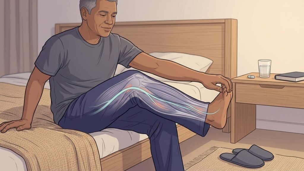 A combinação de magnésio e glicina auxilia músculos relaxados antes de dormir.