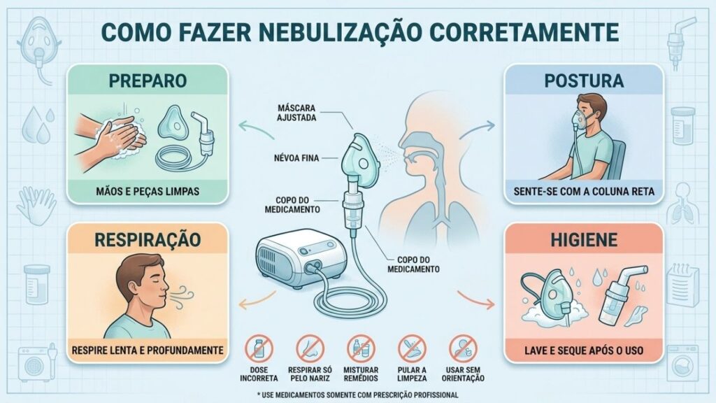 Preparo, postura, respiração e limpeza tornam a nebulização mais segura.