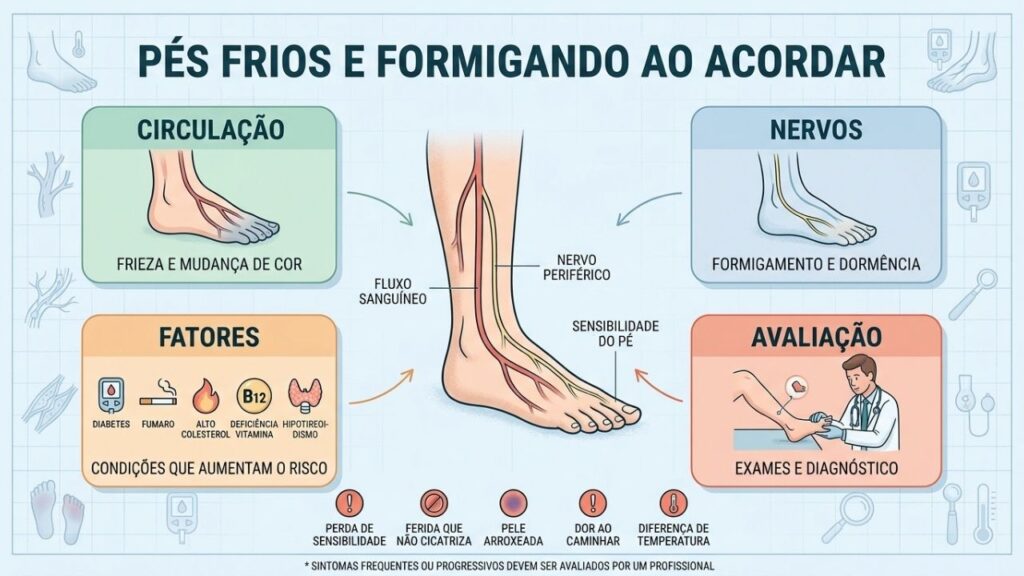 Acordar com os pés frios e formigando pode indicar alteração na circulação ou nos nervos