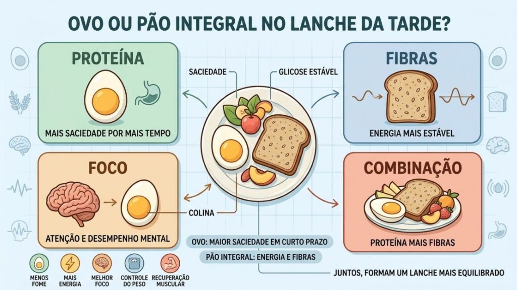 Proteína, fibras, colina e energia estável tornam o lanche mais saciante.