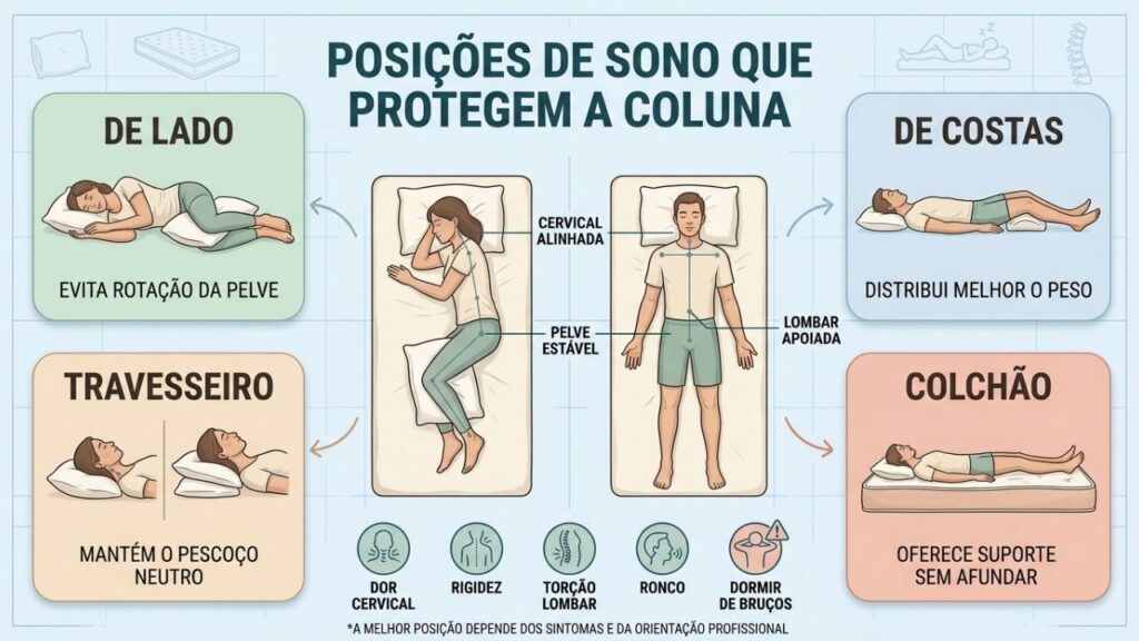 Dormir de costas com apoio sob os joelhos preserva a curvatura lombar.