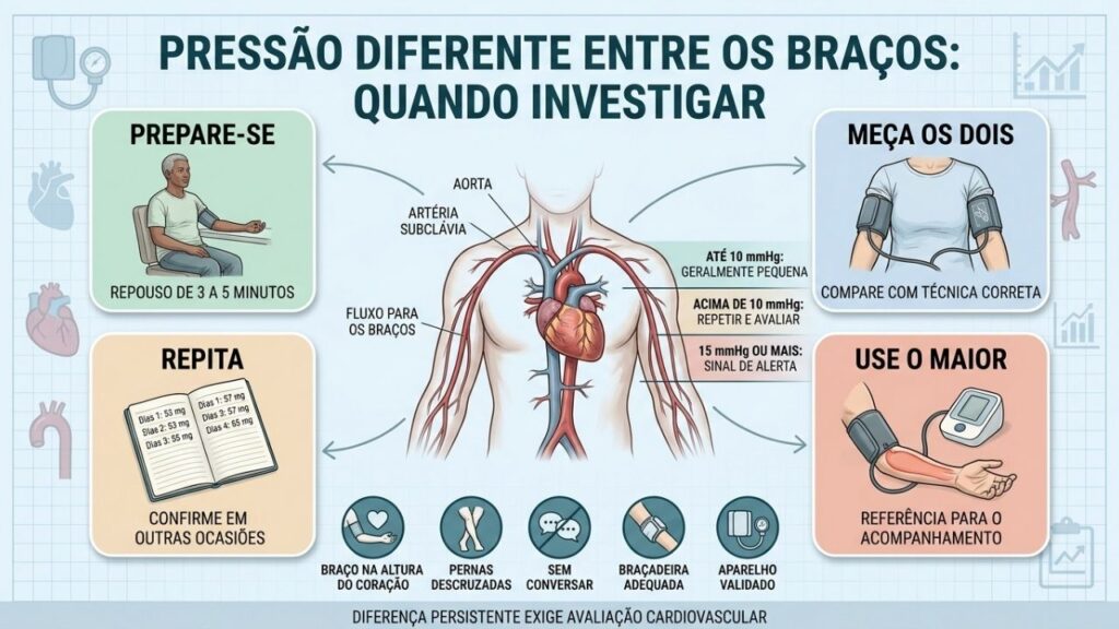 Técnica correta, repetição das medidas e uso do maior valor orientam o acompanhamento.
