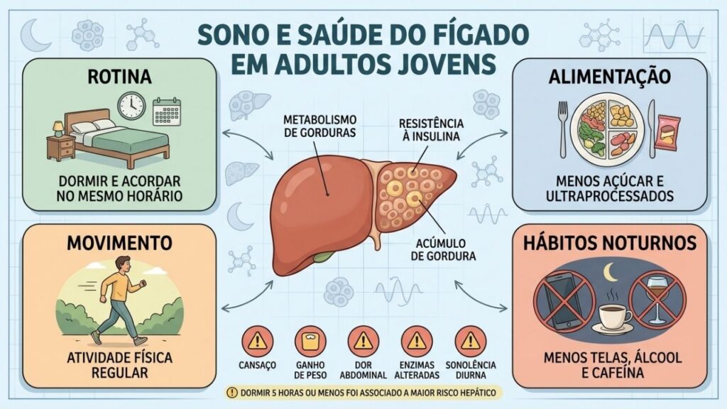 Sono regular, alimentação, movimento e hábitos noturnos ajudam a proteger o fígado.