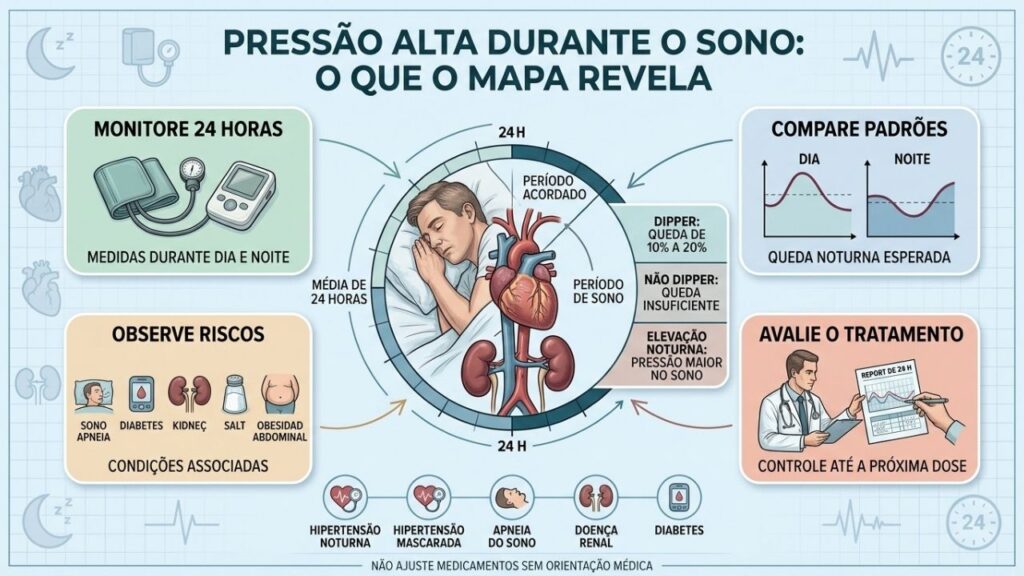MAPA, padrões noturnos, fatores de risco e tratamento orientam a investigação.