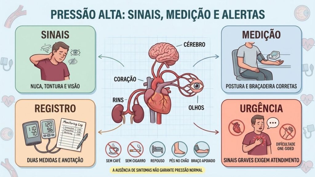 Sinais, técnica correta e alertas orientam a identificação segura da hipertensão.