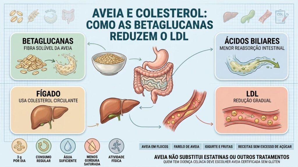 Betaglucanas, bile, fígado e hábitos saudáveis ajudam a reduzir o LDL.