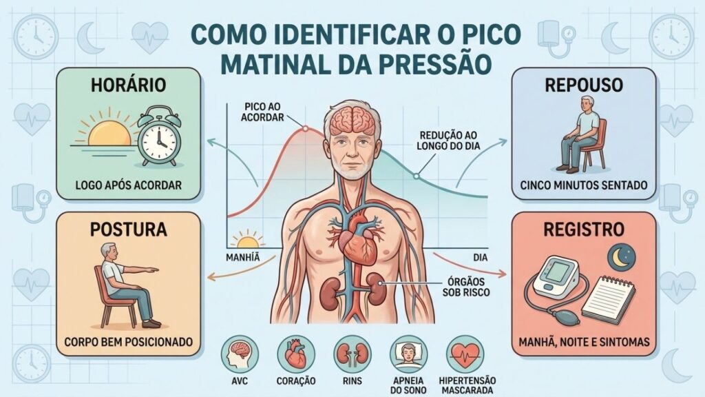 Horário, repouso, postura e registro revelam variações ocultas da pressão arterial.
