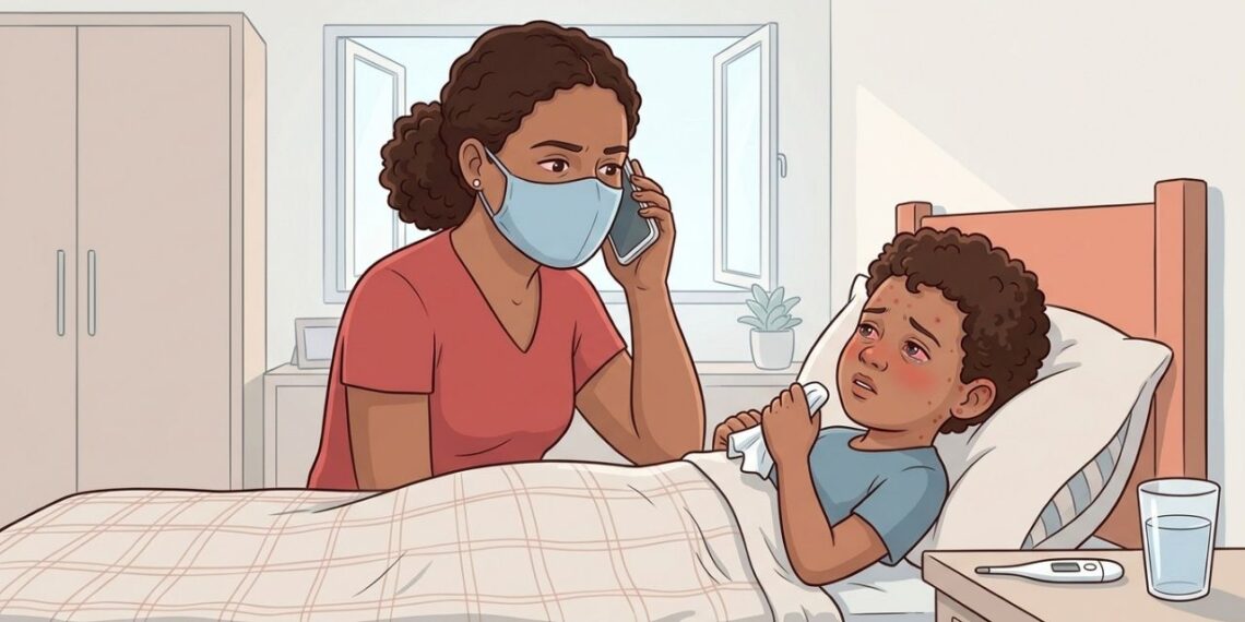 Febre alta, tosse, olhos avermelhados e manchas que começam no rosto podem levantar a suspeita de sarampo