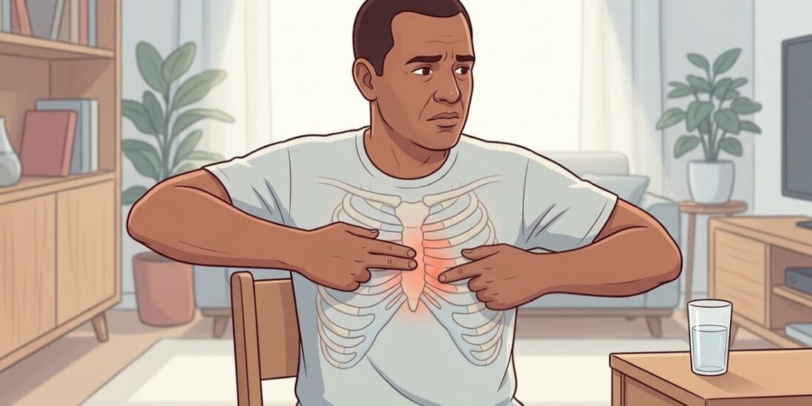 Dor no meio do peito que piora ao apertar a região ou girar o corpo pode vir das cartilagens das costelas