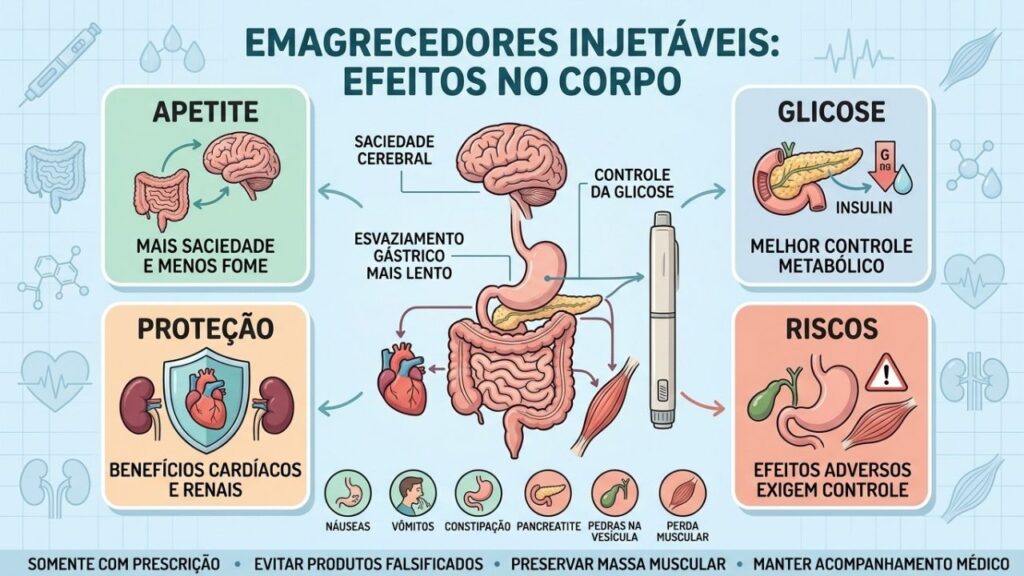 Benefícios e riscos dos emagrecedores exigem prescrição, exames e acompanhamento médico contínuo.