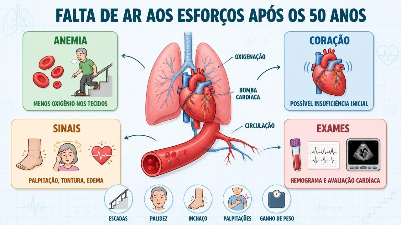Anemia, coração, sinais de alerta e exames orientam a investigação.