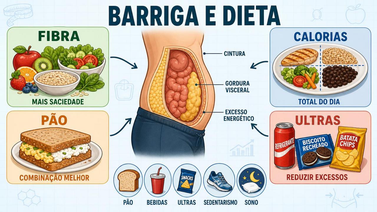 Fibras, calorias, combinação do pão e menos ultraprocessados ajudam a cintura.