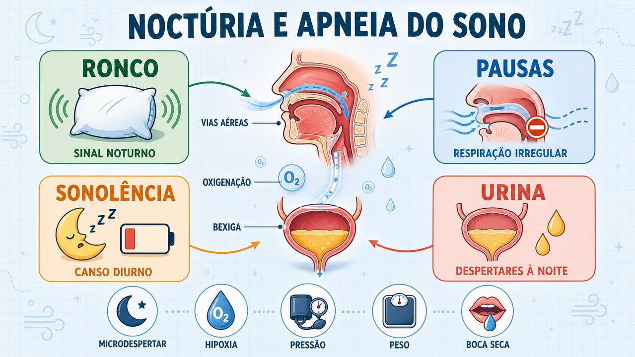 Ronco, pausas respiratórias, sonolência e urina noturna formam pistas clínicas importantes.