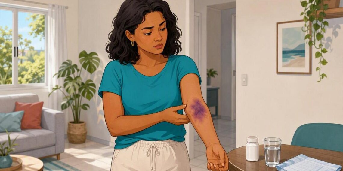 Manchas roxas que surgem no corpo sem pancada aparente: quando a coagulação e as vitaminas precisam ser avaliadas