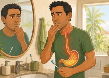 O mau hálito persistente ao acordar nem sempre é falta de higiene bucal: às vezes é o primeiro sinal de refluxo silencioso ou bactéria no estômago