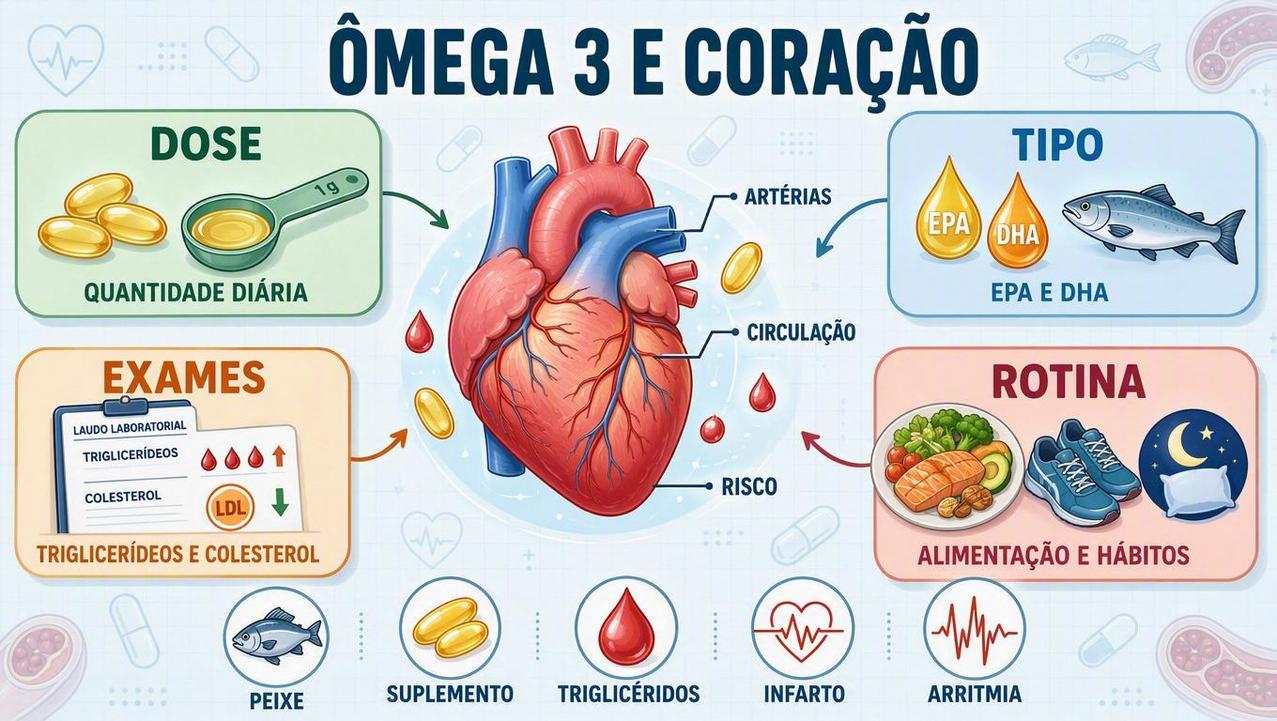 Dose, tipo, exames e rotina definem o papel cardiovascular do ômega 3.