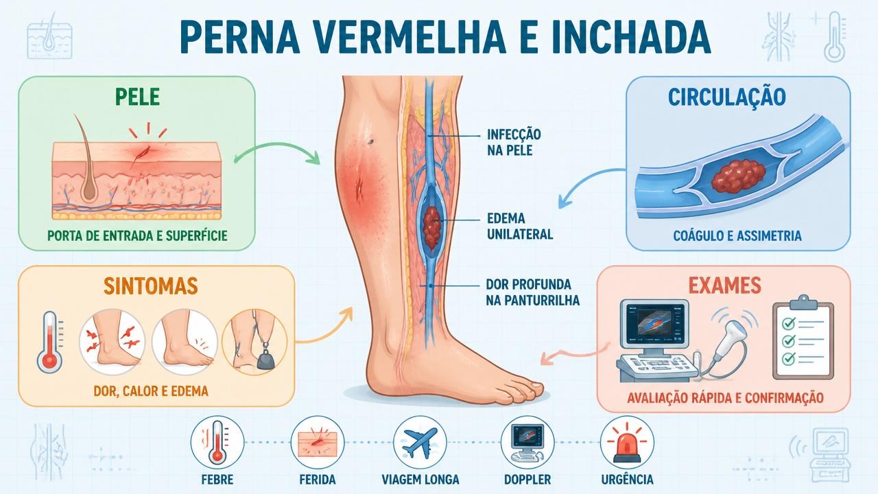 Pele, circulação, sintomas e exames ajudam a diferenciar os dois quadros.
