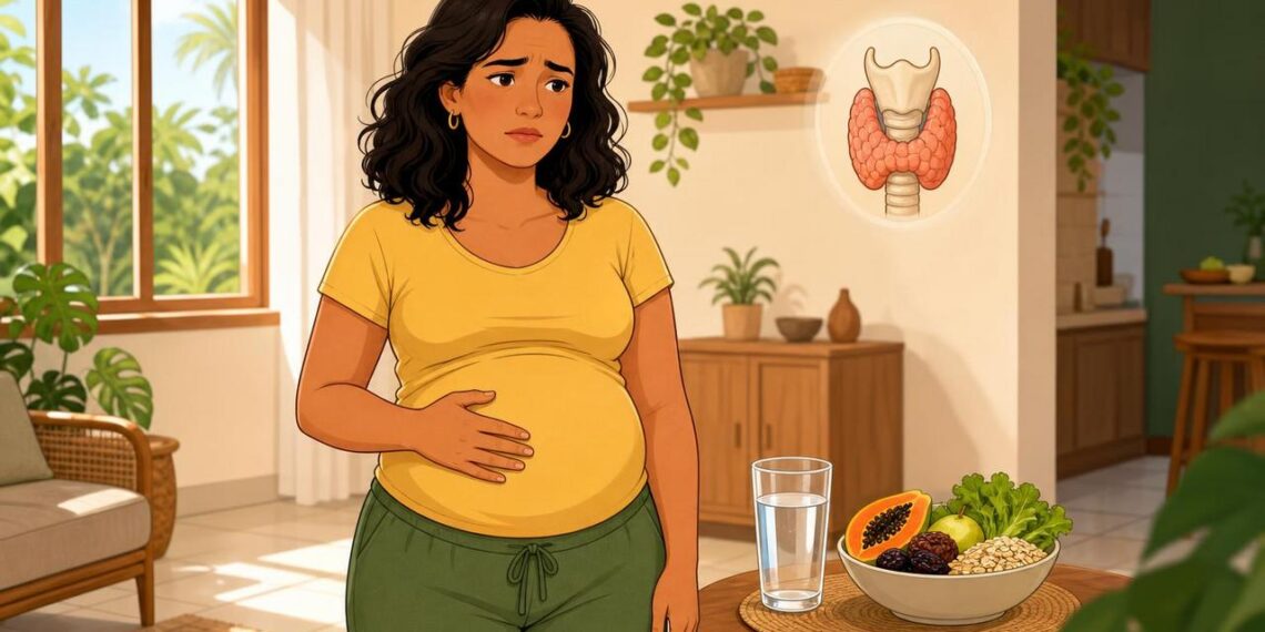 Prisão de ventre acompanhada de barriga inchada nem sempre é falta de fibra: pode ser uma pista esquecida de intestino preguiçoso ligado à tireoide