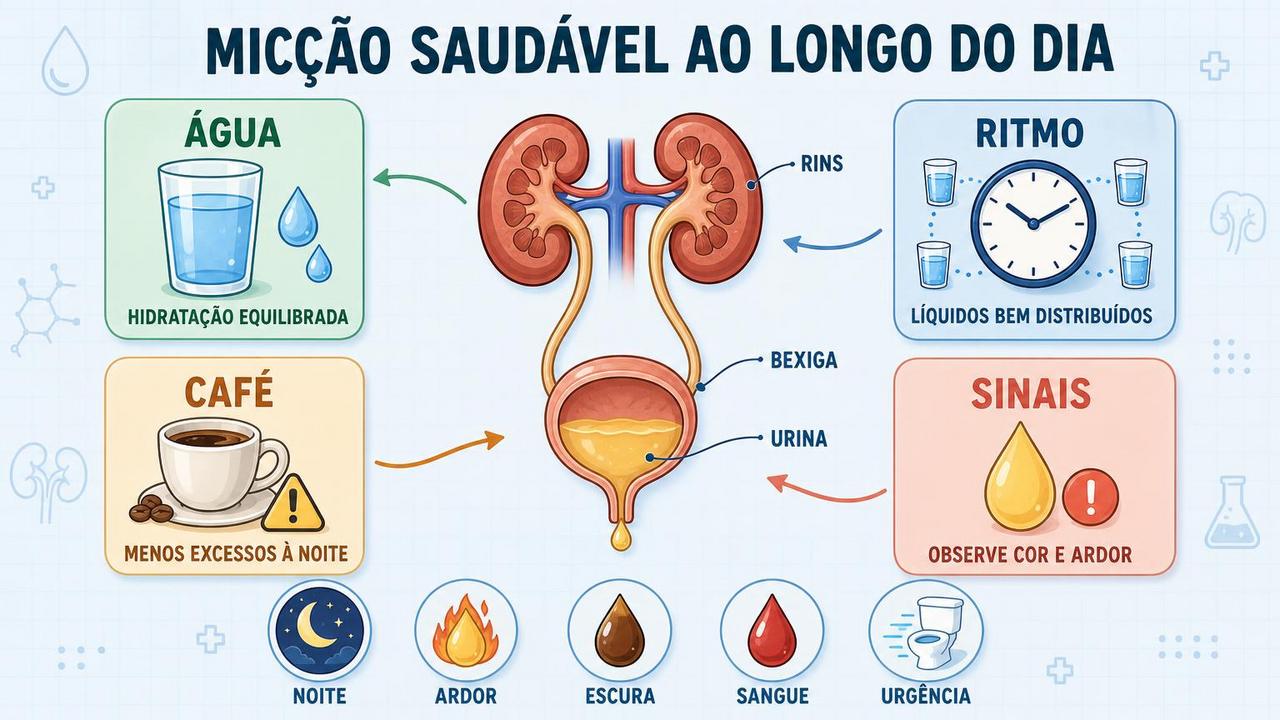 Água, ritmo, cafeína e sinais urinários orientam a saúde dos rins.