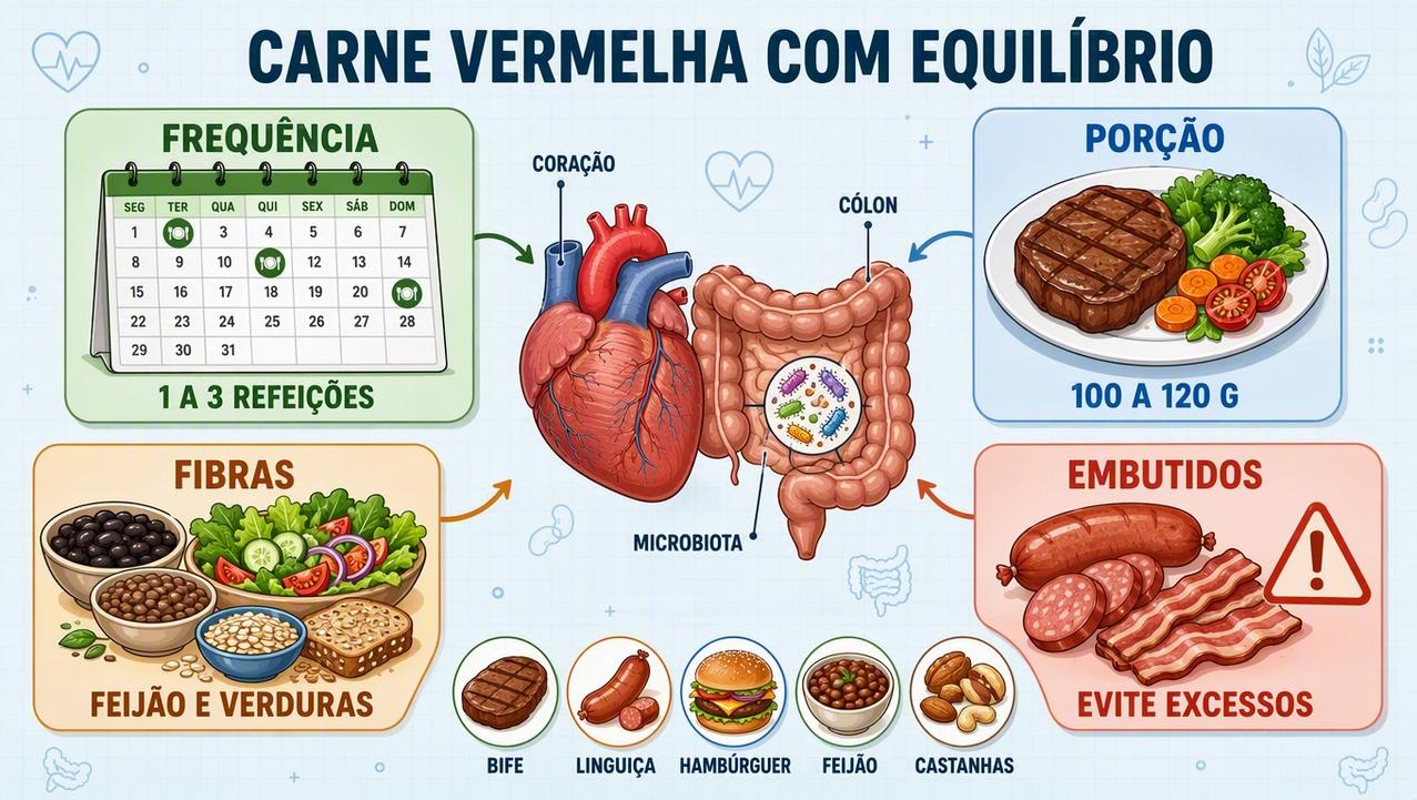 Frequência, porção, fibras e menos embutidos ajudam coração e intestino.