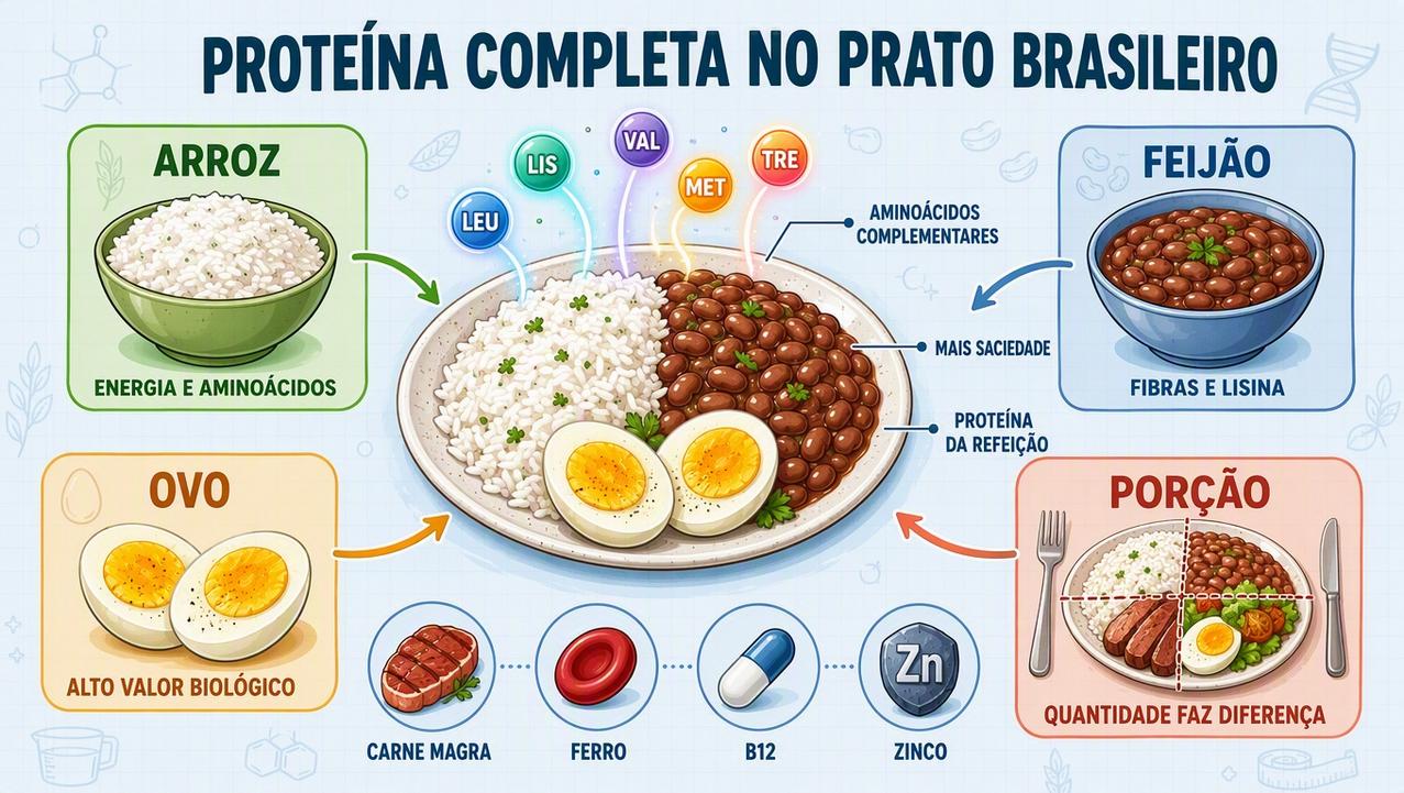 Os quatro pilares explicam como a combinação melhora a proteína da refeição.