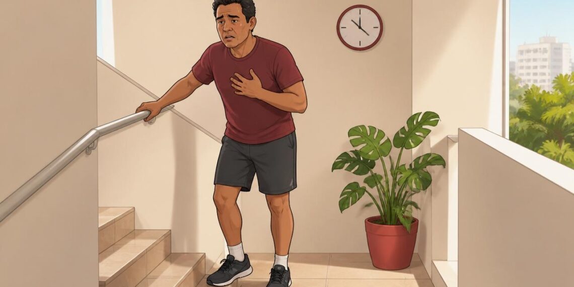 Sentir falta de ar ao subir escadas curtas e cansaço nas pernas com frequência pode ser um dos primeiros sinais de esforço aumentado do coração