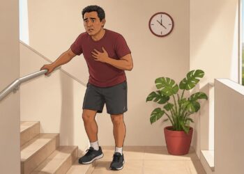 Sentir falta de ar ao subir escadas curtas e cansaço nas pernas com frequência pode ser um dos primeiros sinais de esforço aumentado do coração