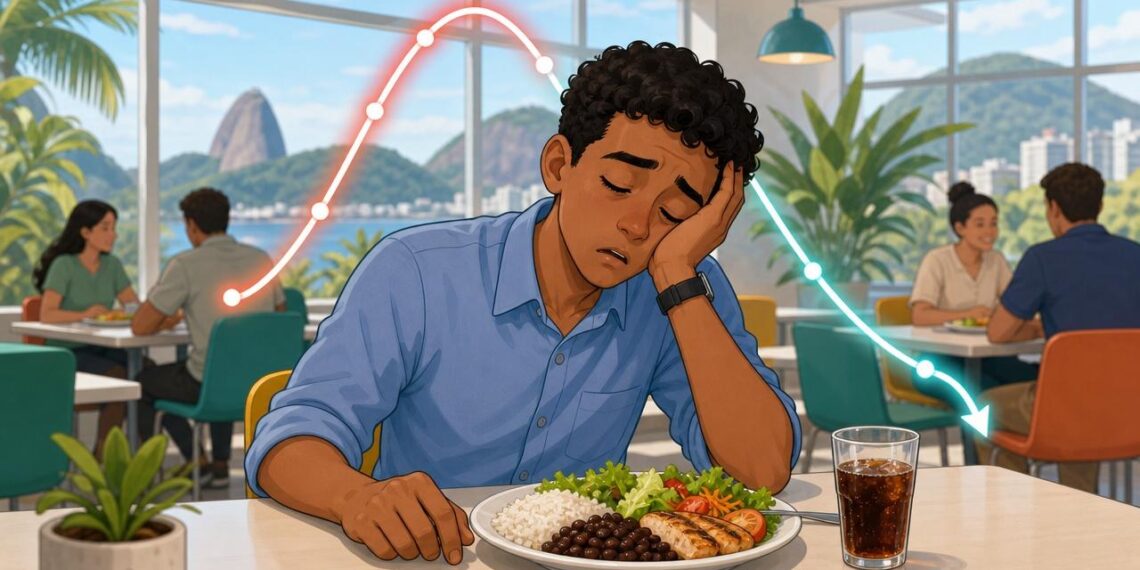 Sentir muito sono e cansaço logo depois do almoço nem sempre é só digestão pesada: às vezes é o primeiro sinal de picos e quedas de glicose no sangue