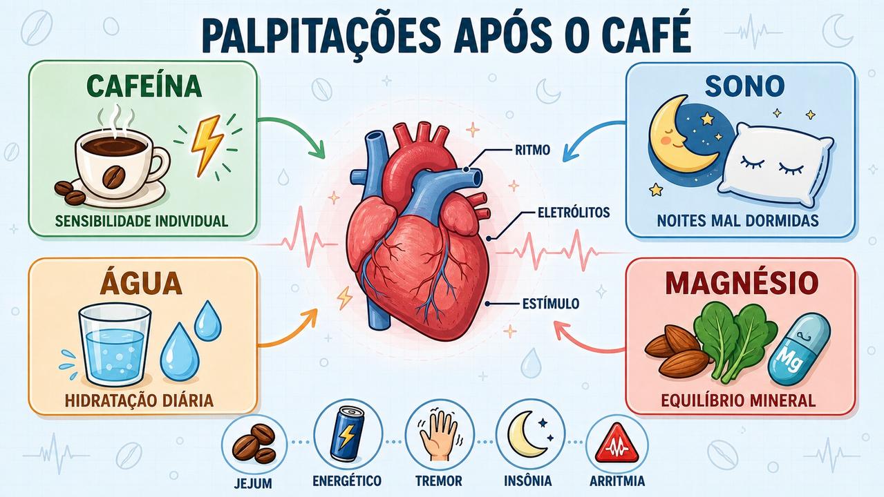 Quatro fatores por trás das palpitações após café além da ansiedade.