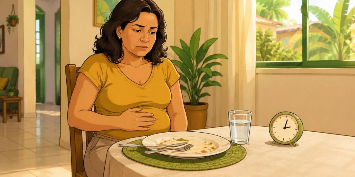 Sentir o estômago pesado por horas depois de comer não é apenas exagero no prato e pode indicar esvaziamento gástrico lento