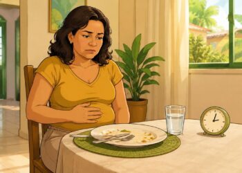 Sentir o estômago pesado por horas depois de comer não é apenas exagero no prato e pode indicar esvaziamento gástrico lento
